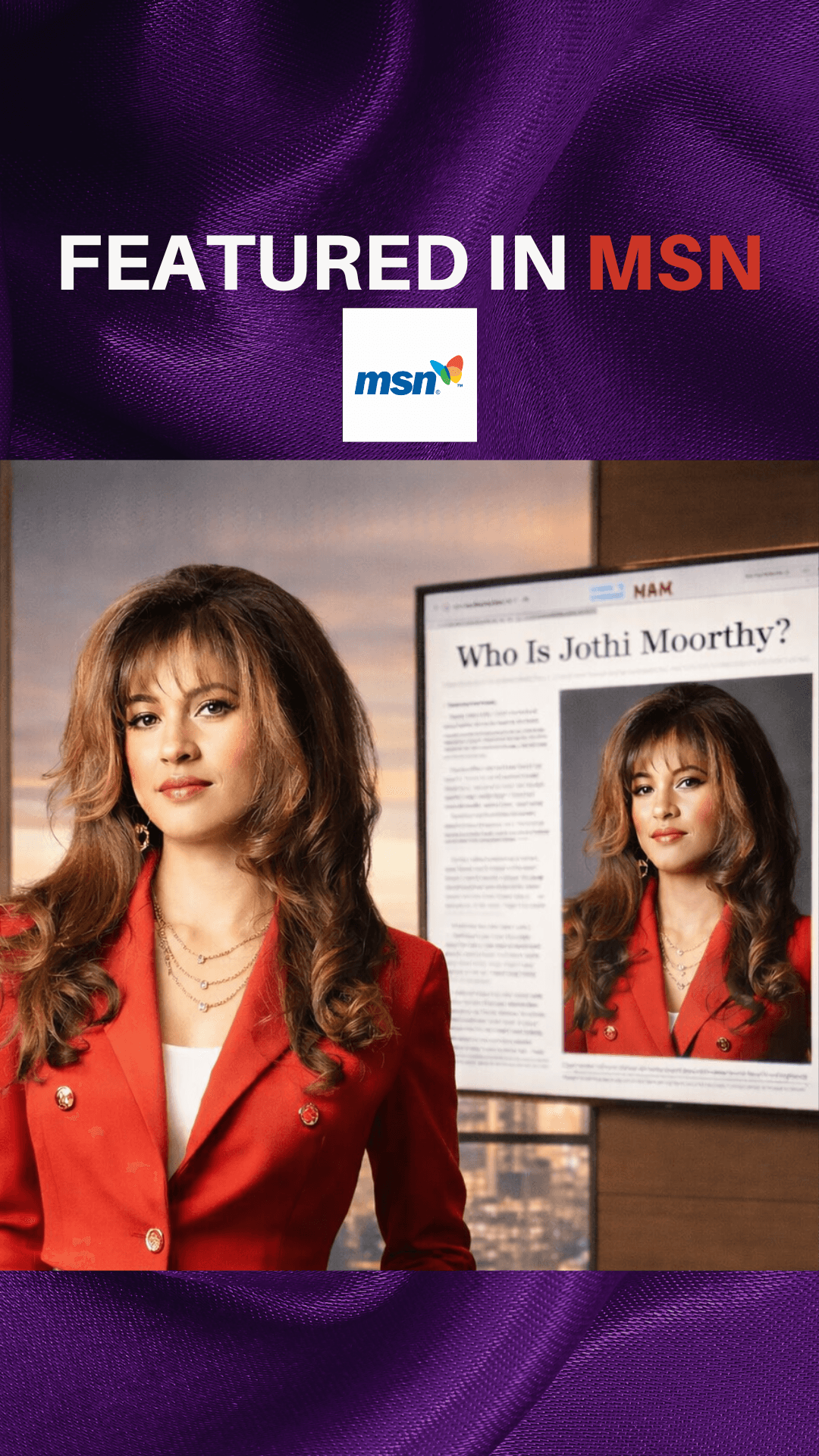 Jothi Moorthy featured on MSN